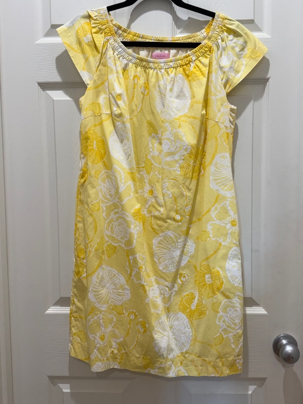 Lilly Pulitzer Yellow Floral Cotton Dress, Size M